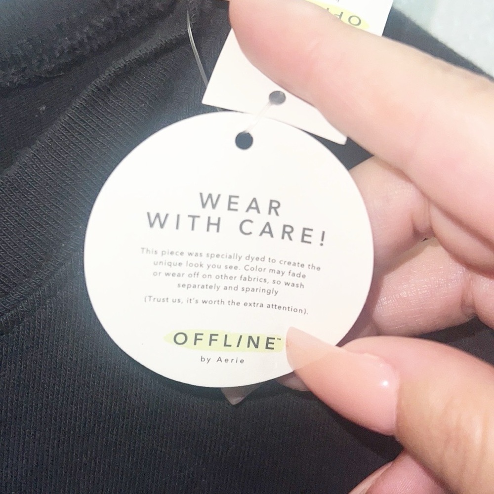 Offline By Aerie Cotton Black Tan Tie Dye Raw Hem Tie Front Short Sleeve Shirt - Picture 6 of 12